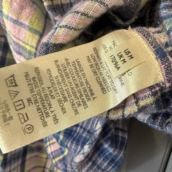 Free People Marlena Plaid‎ Balloon Long Sleeve Smocked Crop Top, Multi,M - Picture 13 of 13